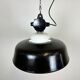 Industrial black enamel lamp with glass cover, 1950s