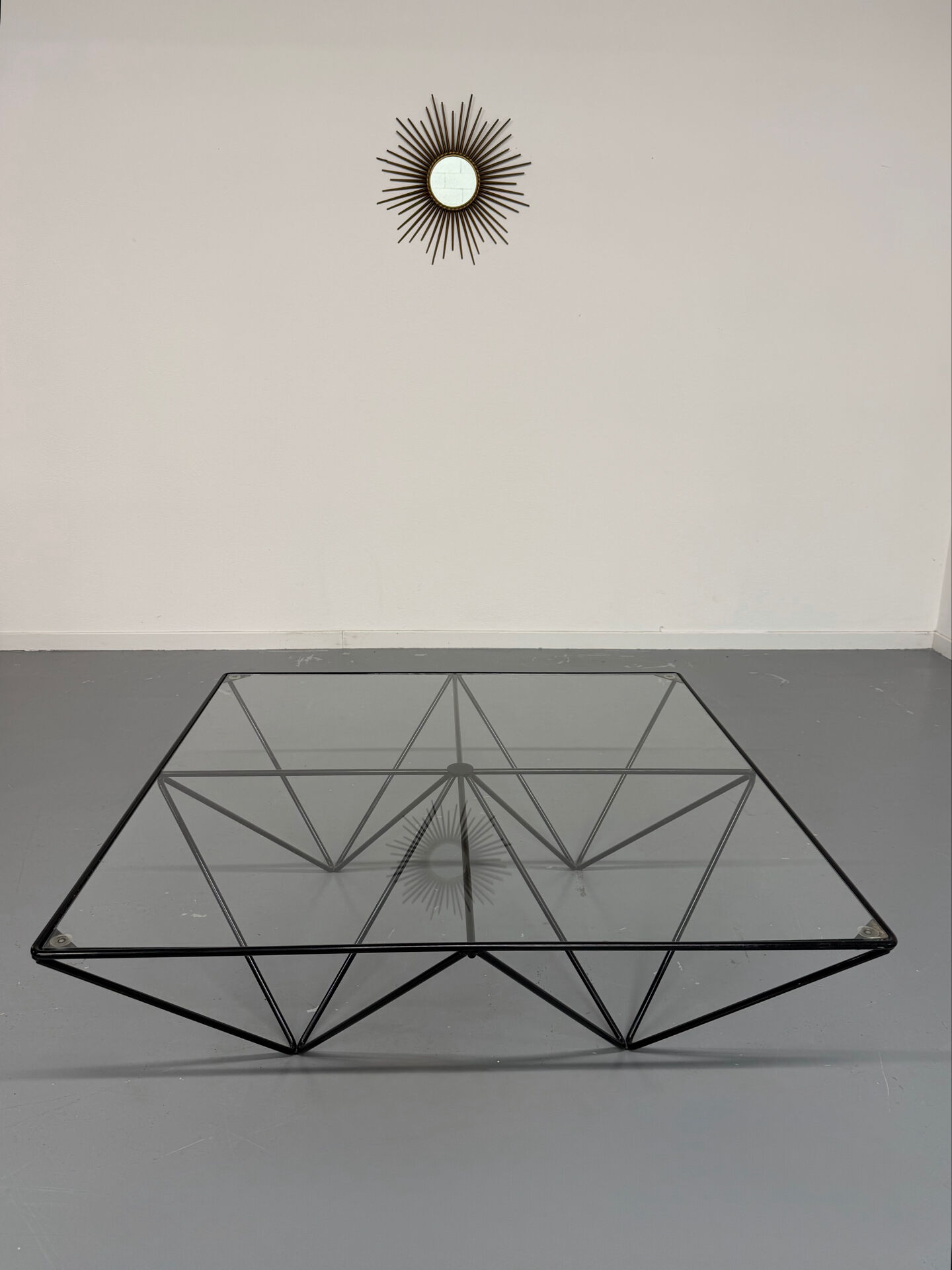 Vintage 1980s Italian architectural design metal coffee table.