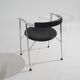 4 chaises en métal chromé et cuir noir, années 1980