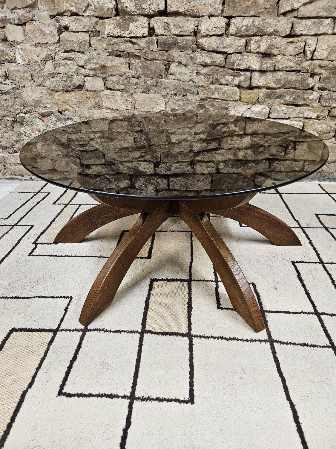 Table basse brutalist vintage 1970"