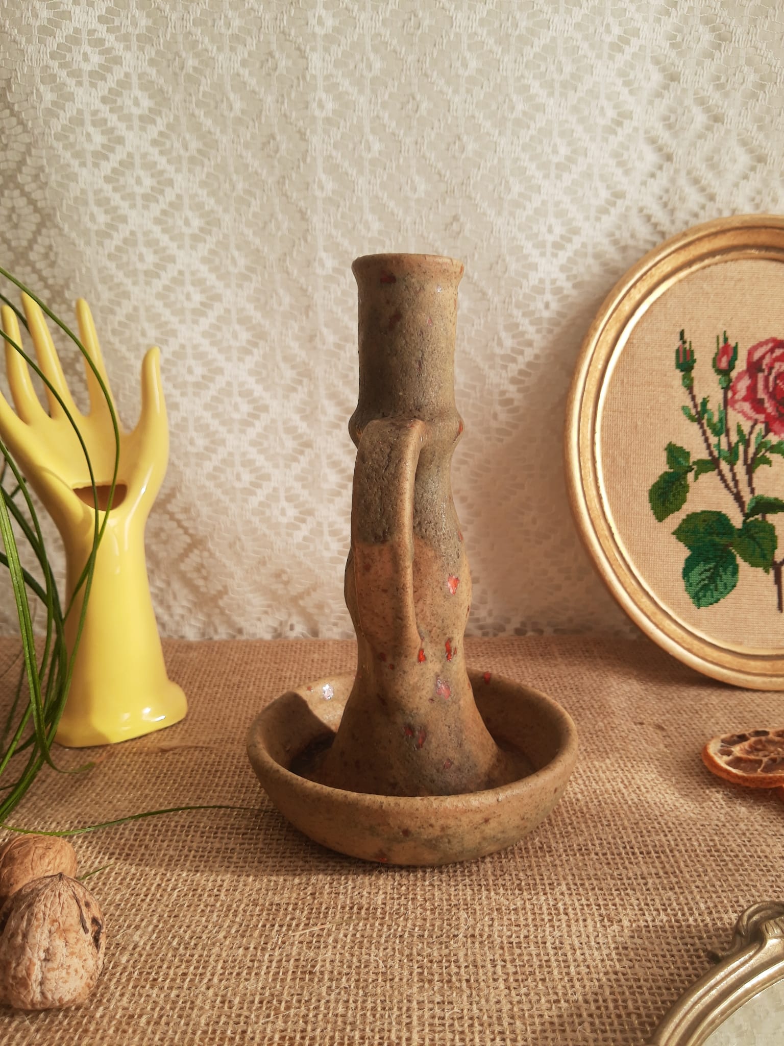 Candle holder terracotta cellar rat Orezza Campo Piano Corsica - Vintage