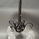 Art Deco wrought iron chandelier