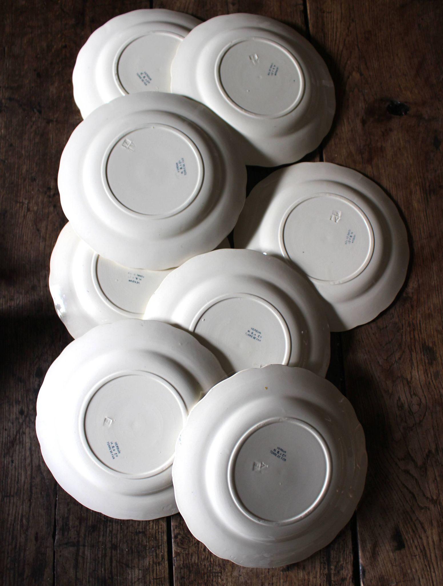 8 assiettes plates en Terre de Fer bleue Verdun HBC