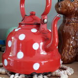 Enamelled polka dot teapot