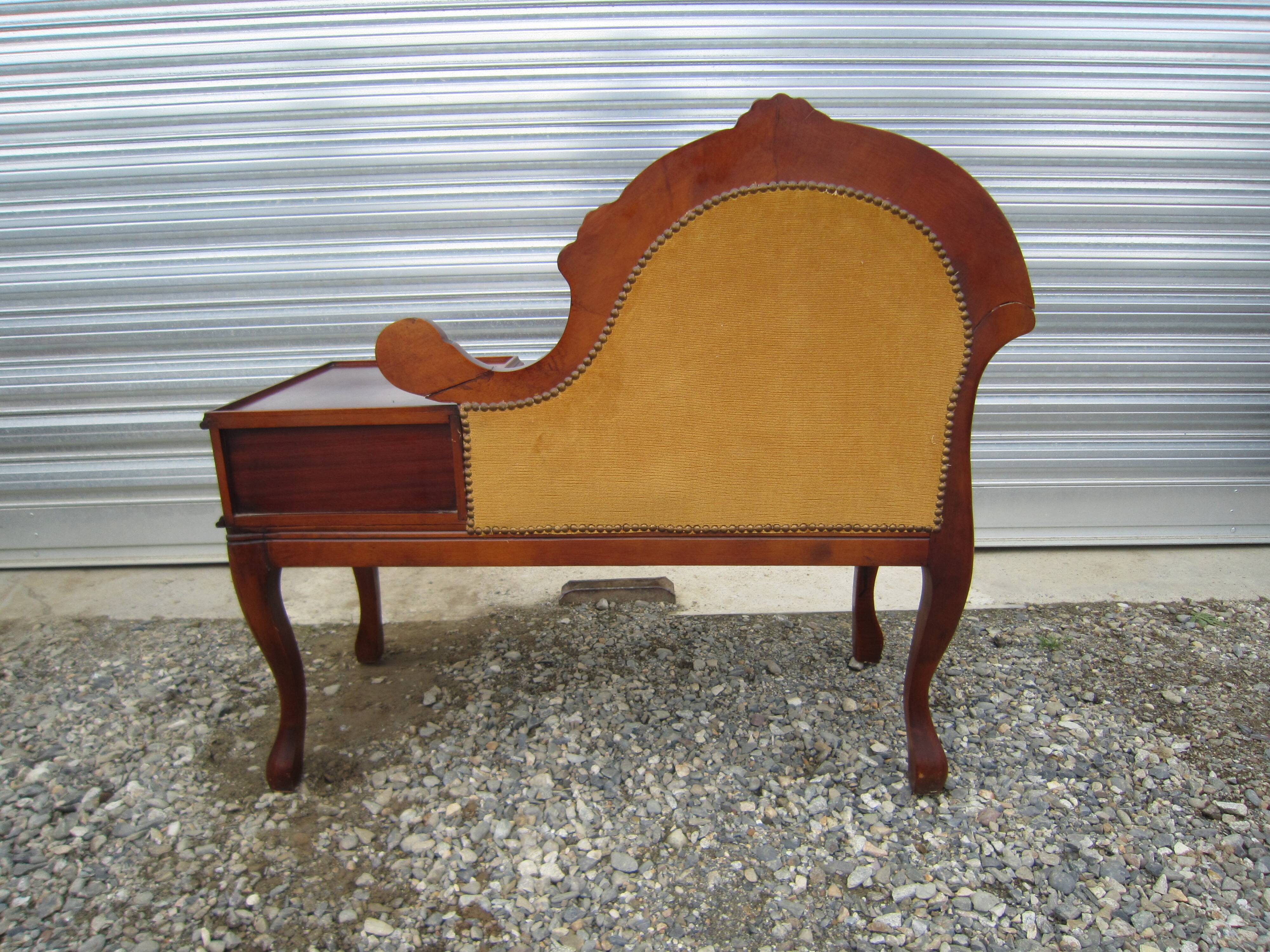 Vintage telephone furniture bench and tablet with 1 drawer