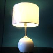 Pair of bedside lamps in brass and ecru lacquered metal, Denmark 1960