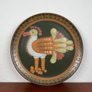 Vintage German ceramic wall plate with bird motif from Keramik Manufaktur Kupfermühle, 1970s.