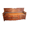 Vendean chest bench in richly carved solid walnut, 18th
