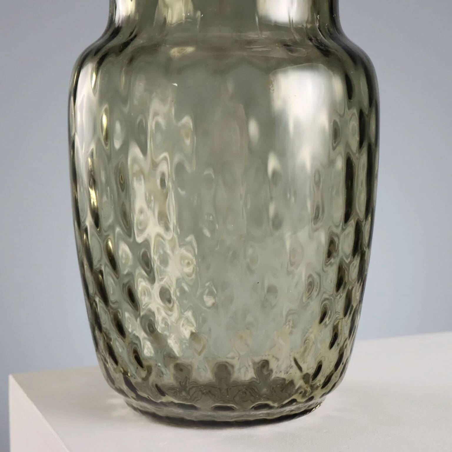 Vintage smoked glass vase, Murano manufacture, Italy, 1960s.