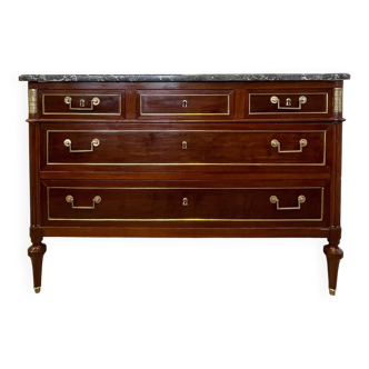 Louis XVI period chest of drawers in mahogany