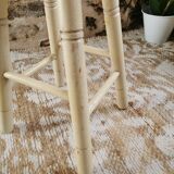 Vintage stool in cream white patinated wood