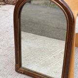 Bamboo and rattan mirror in the shape of an arch, dark oak satin finish 56x38