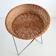Basket on rattan legs 1950 vintage