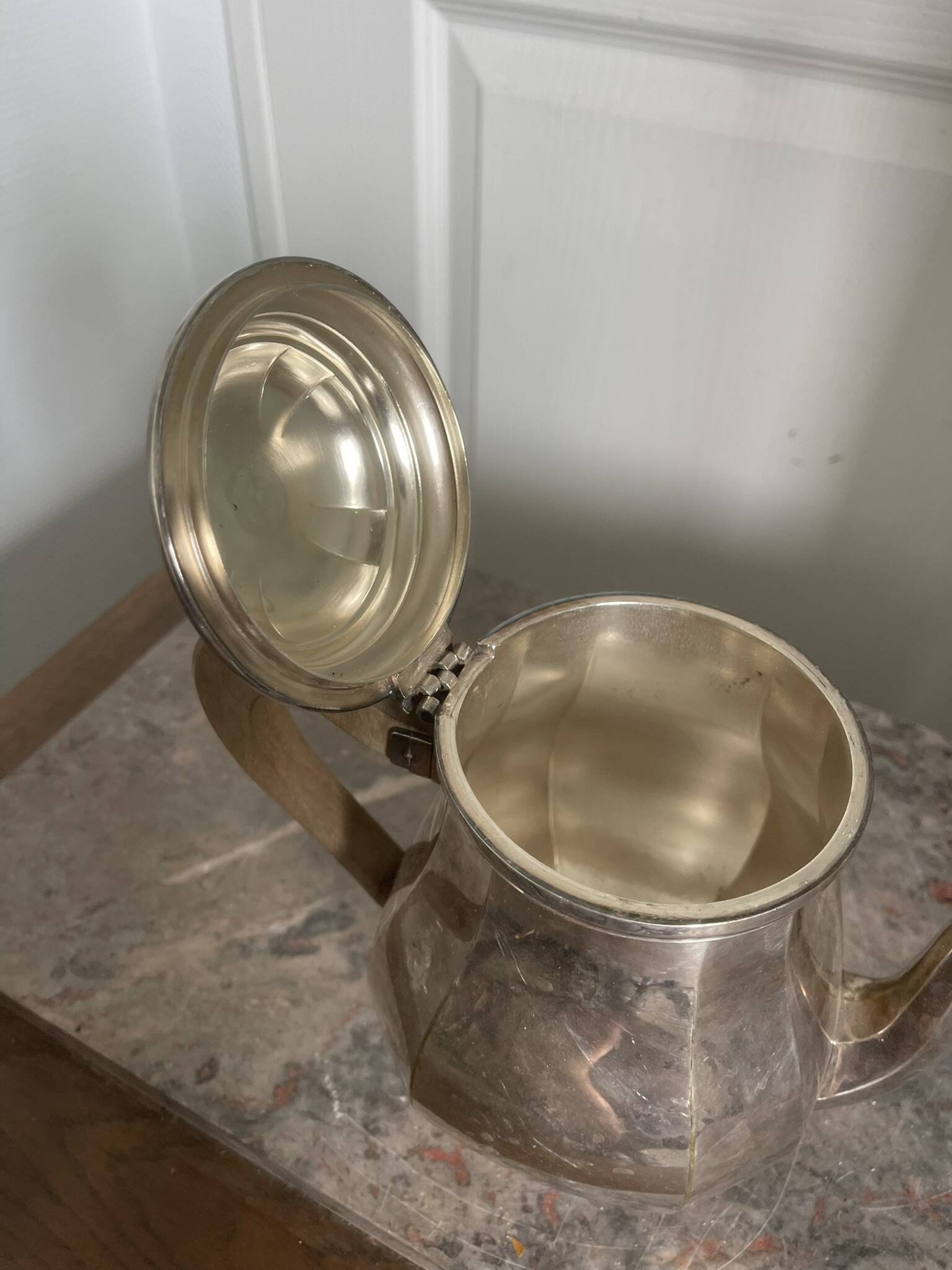 Antique Silver-Plated Metal Teapot Art Deco