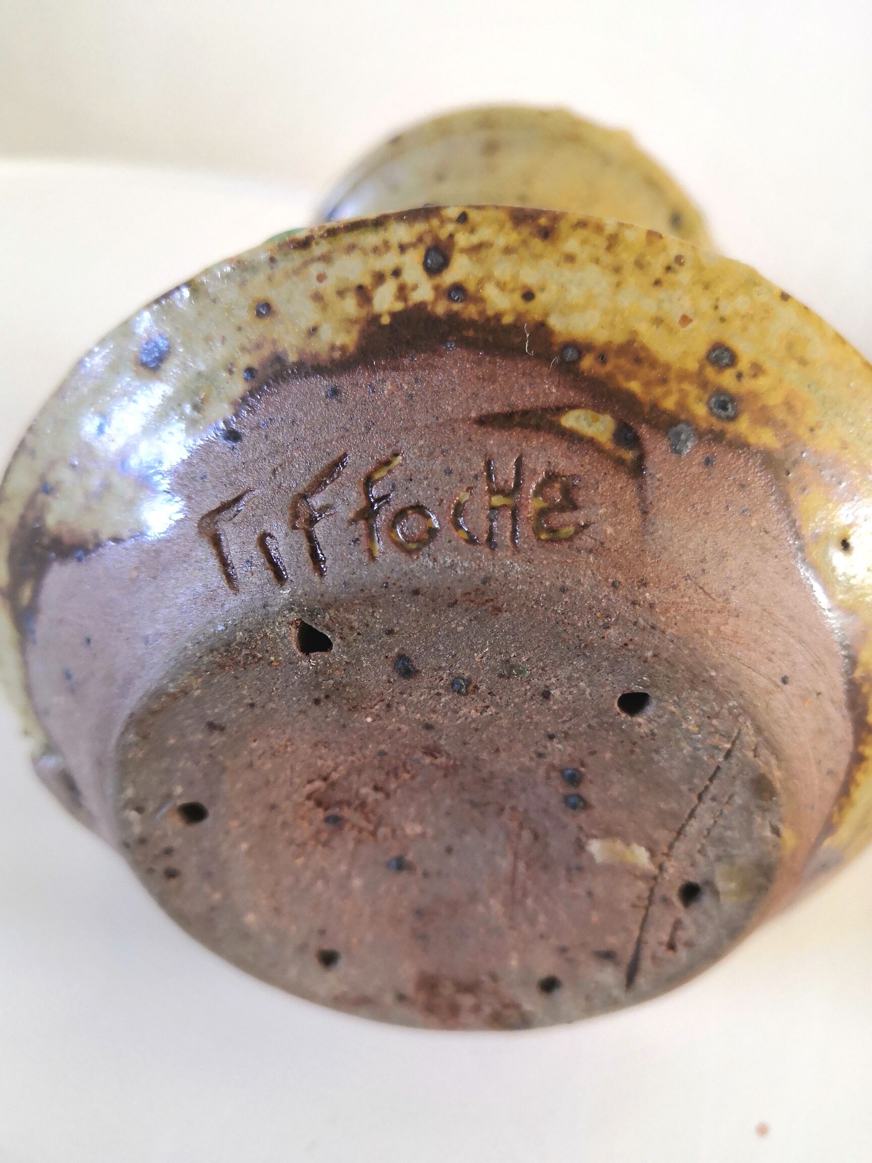 Ceramic candle holder signed Tiffoche design 60s