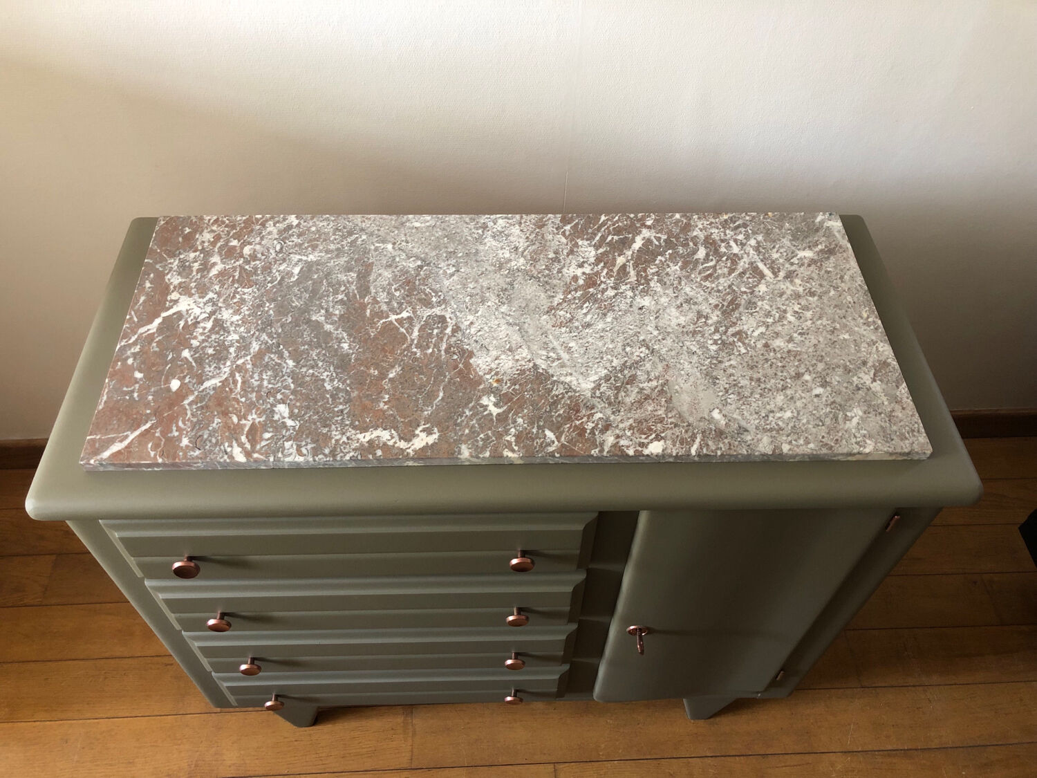 Olive green chest of drawers
