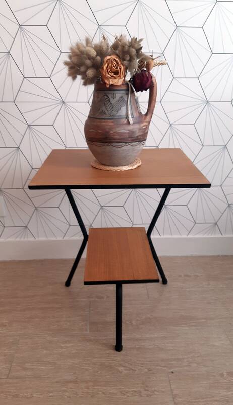 1960s modernist side table – tubular structure & double top