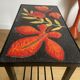 Table d’appoint ou bout de canapé en fer forgé et pierre de lave émaillée vers 1960