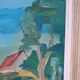Oil painting on canvas signed Besacier — colourful village landscape