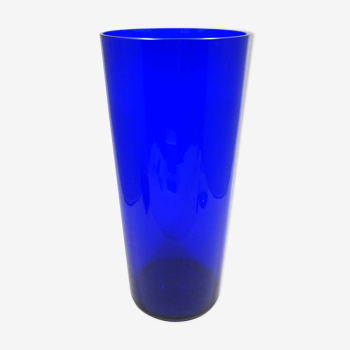 Vase de parquet bleu cobalt tchèque 1950-1960