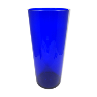 Vase de parquet bleu cobalt tchèque 1950-1960