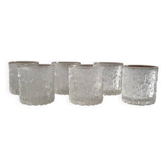 set of 6 vintage textured glasses 1980 by Charlotte Hutte @ Goebel Germany