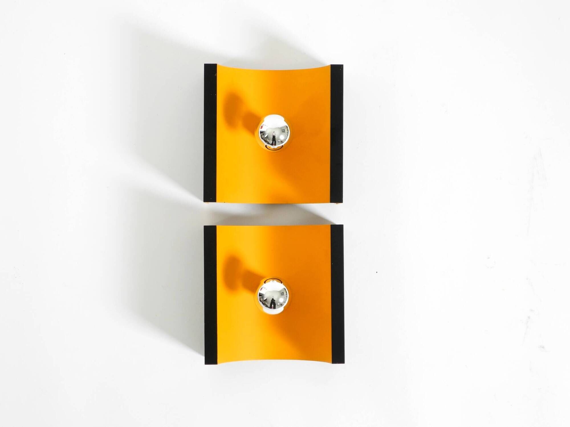 Pair of 60s Space Age metal wall lamps by Klaus Hempel for Kaiser Leuchten