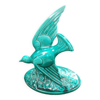 Green art deco ceramic seagull