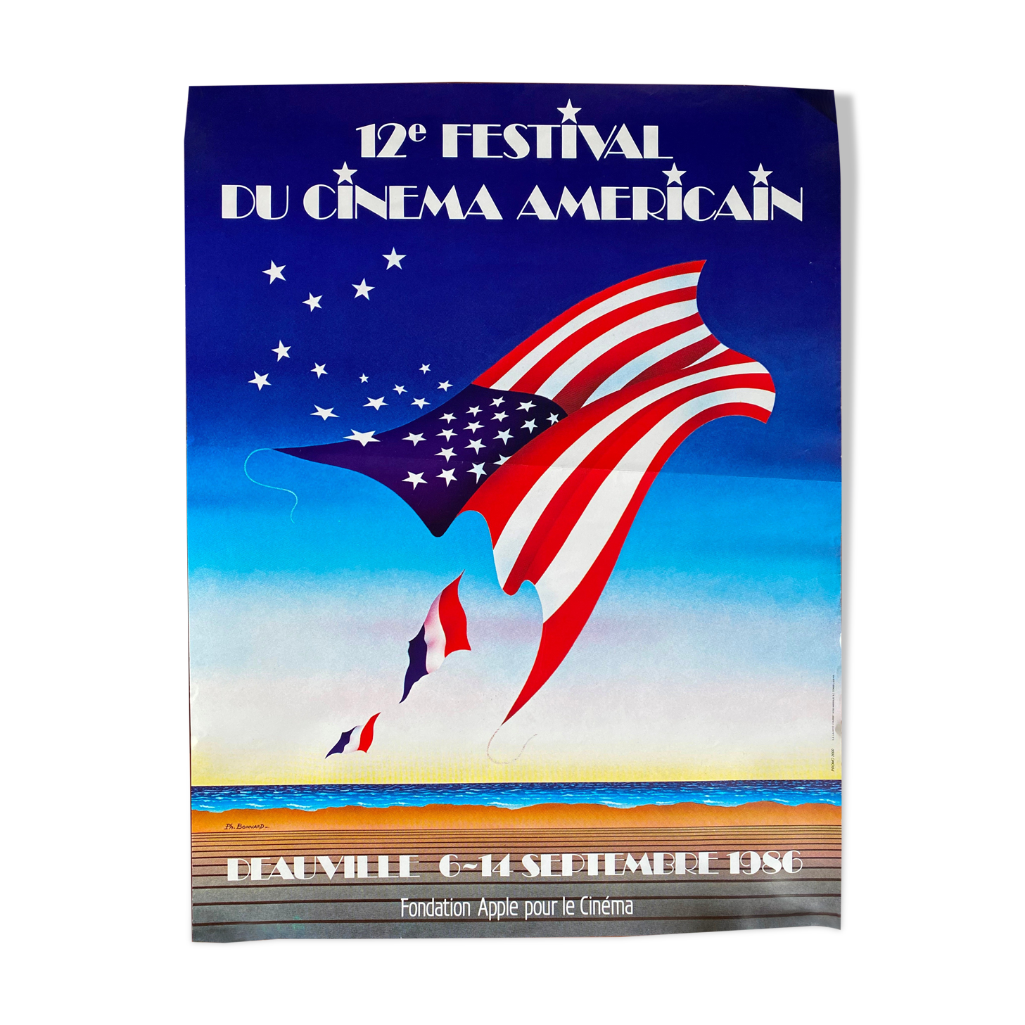 Affiche cinéma "12ème Festival du cinéma américain Deauville" 50x65cm 1986
