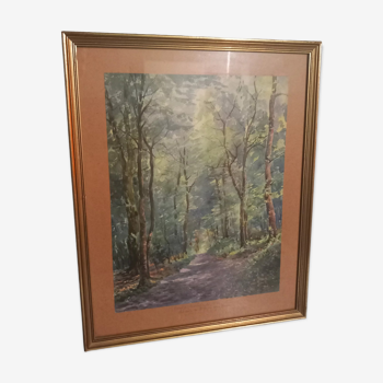 Tableau ancien-paysage forêt