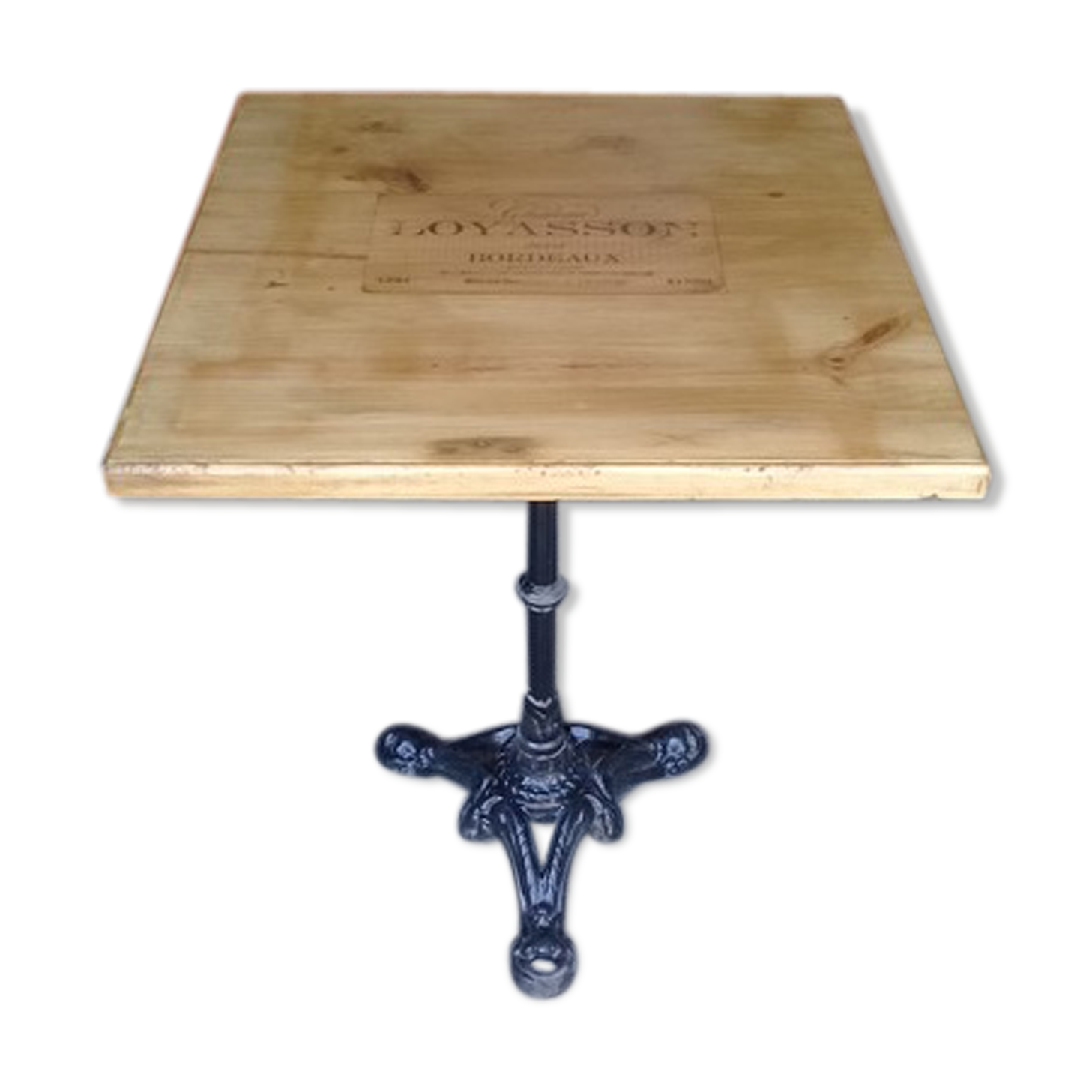 Bistro table feet in iron cast and solid wood tray
