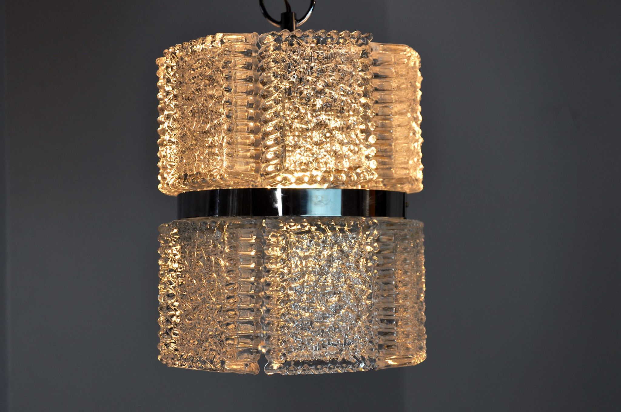 Chandelier by Kaiser Leuchten in frosted glass Germany 1960