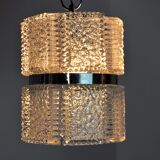 Lustre par Kaiser Leuchten en verre givré Allemagne 1960