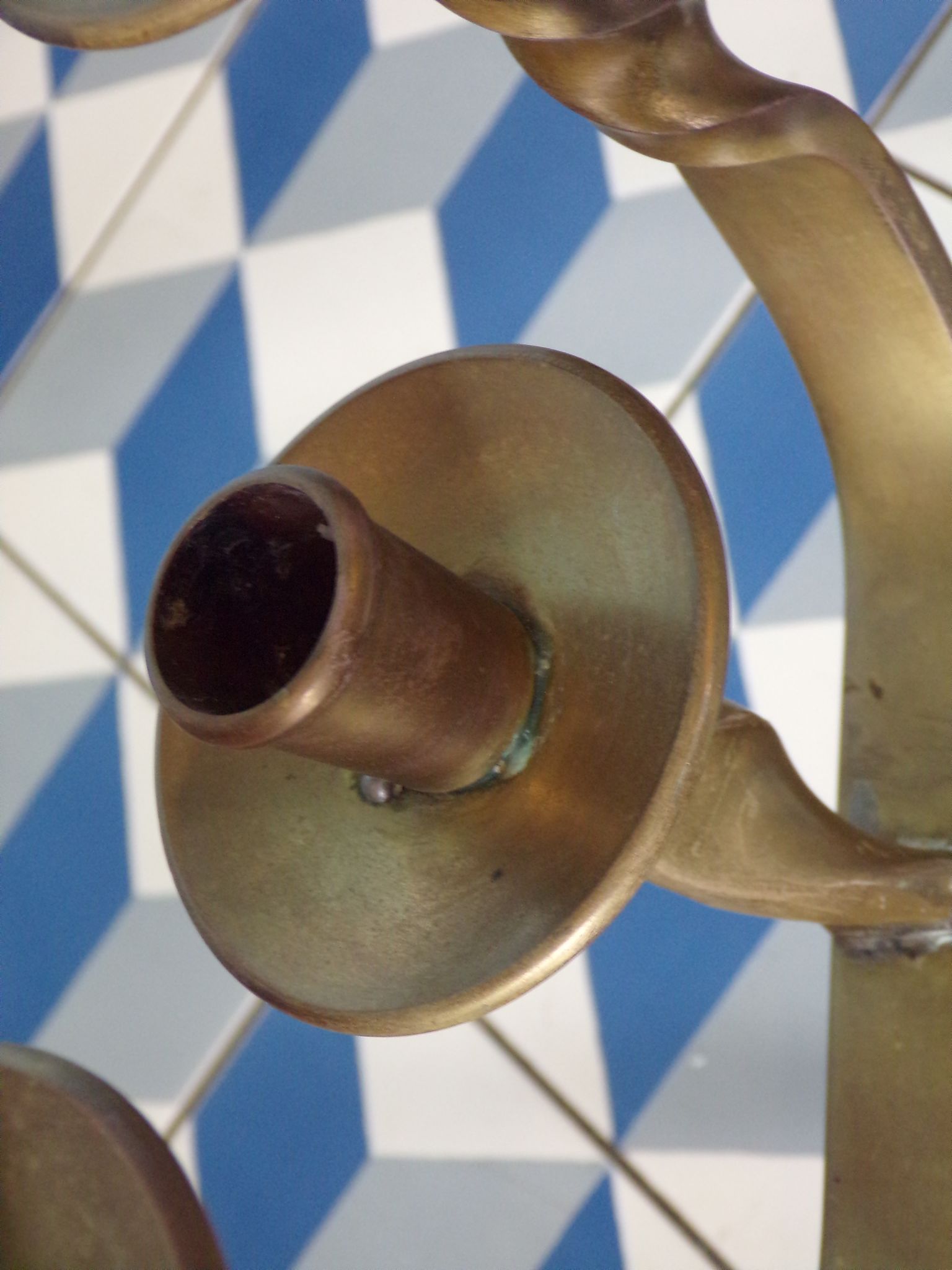 Pair of brutalist bronze candle holders