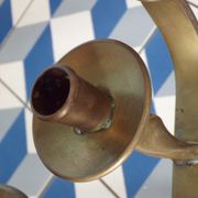 Pair of brutalist bronze candle holders