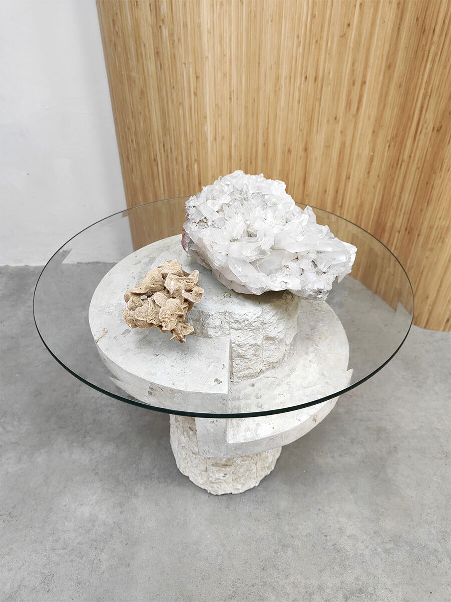 Vintage Mactan stone coffee table Magnussen Ponte 1980
