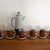 Vintage enameled stoneware coffee service made in Japan 60s