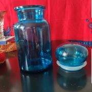 Blue glass apothecary jar, Belgium