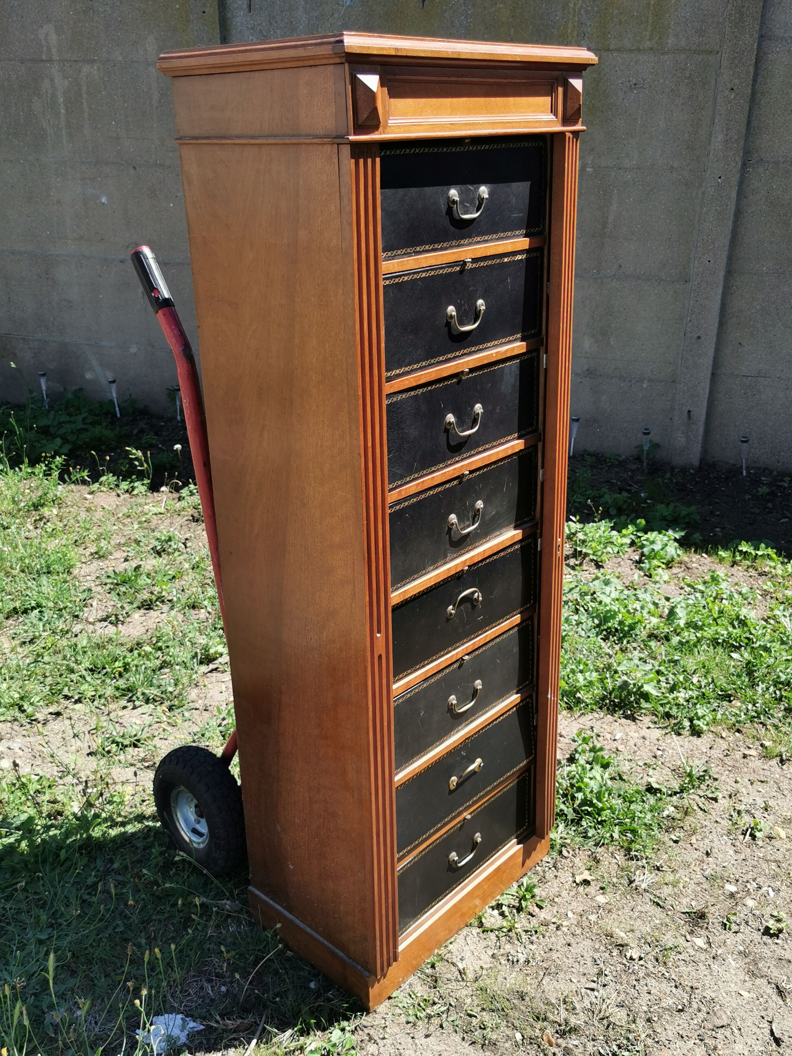 Old cardboard furniture 8 drawers suitcase with leather faade | Selency