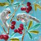 Assiette barbotine de Sarreguemines oiseaux picorant des cerises