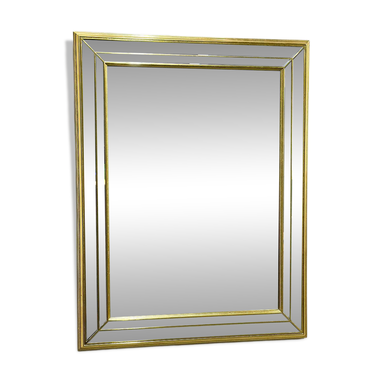 Large Deknudt gilt and bevelled mirror, Belgium, 1980s
