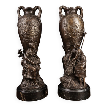 François Moreau: Large pair of vases from the Napoléon III period