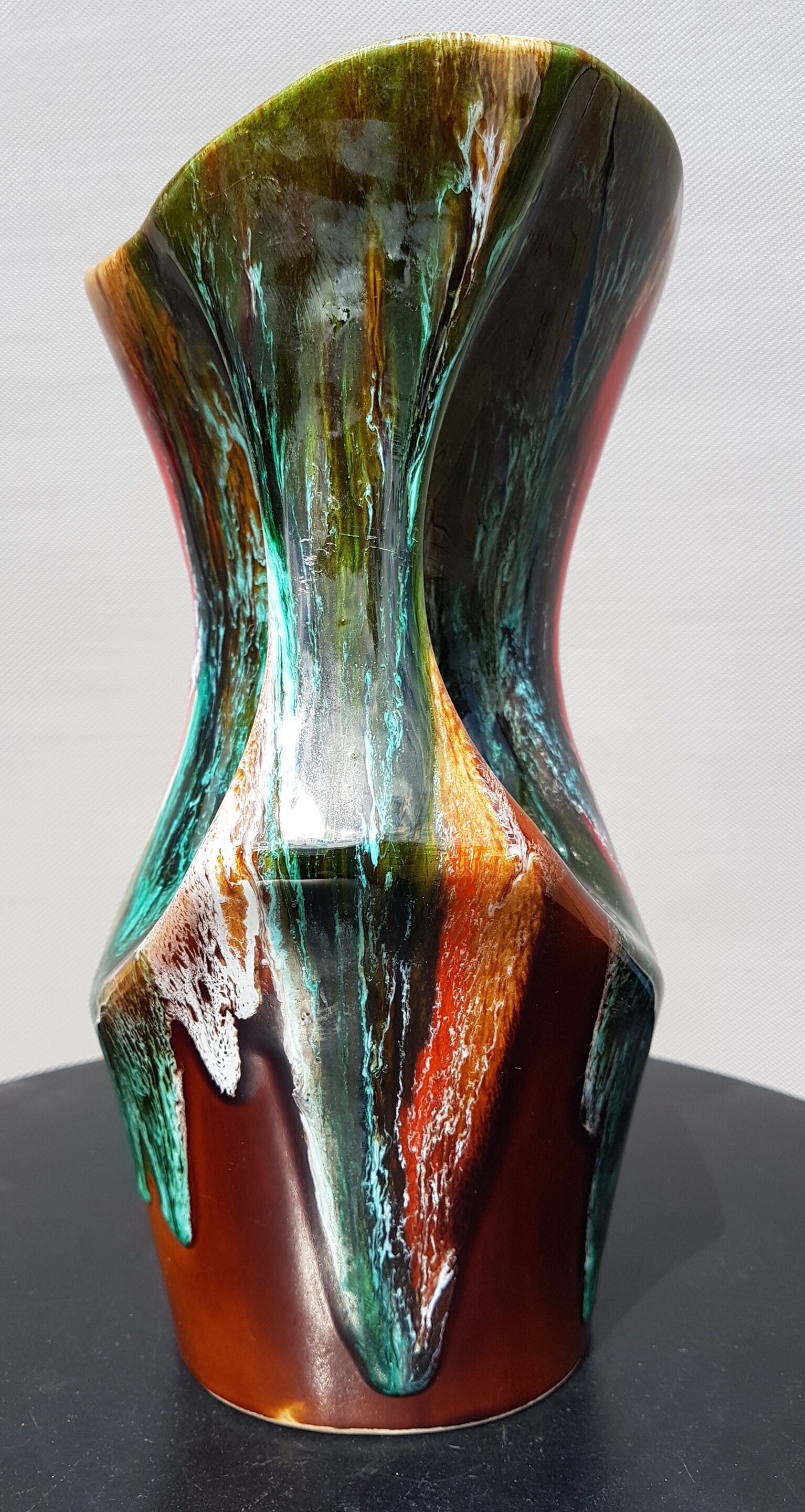 Vase poterie de Vallauris lave multicolore 1960