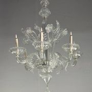 Venetian chandelier in colorless Murano glass, 6 light arms, circa 1940