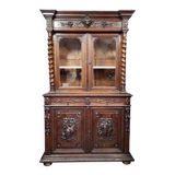 Buffet library two-body antique carved wooden.