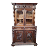 Buffet library two-body antique carved wooden.