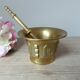 Mortar and Pestle in Solid Bronze – Face Decoration – Antique Style