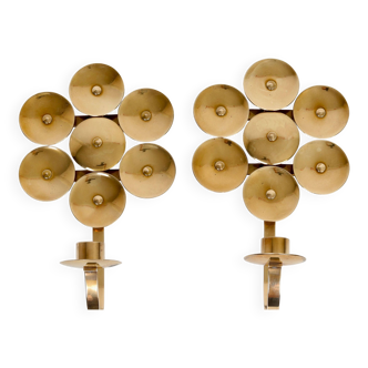 Pair of Mid-Century Swedish Brass Sconces by Arvika