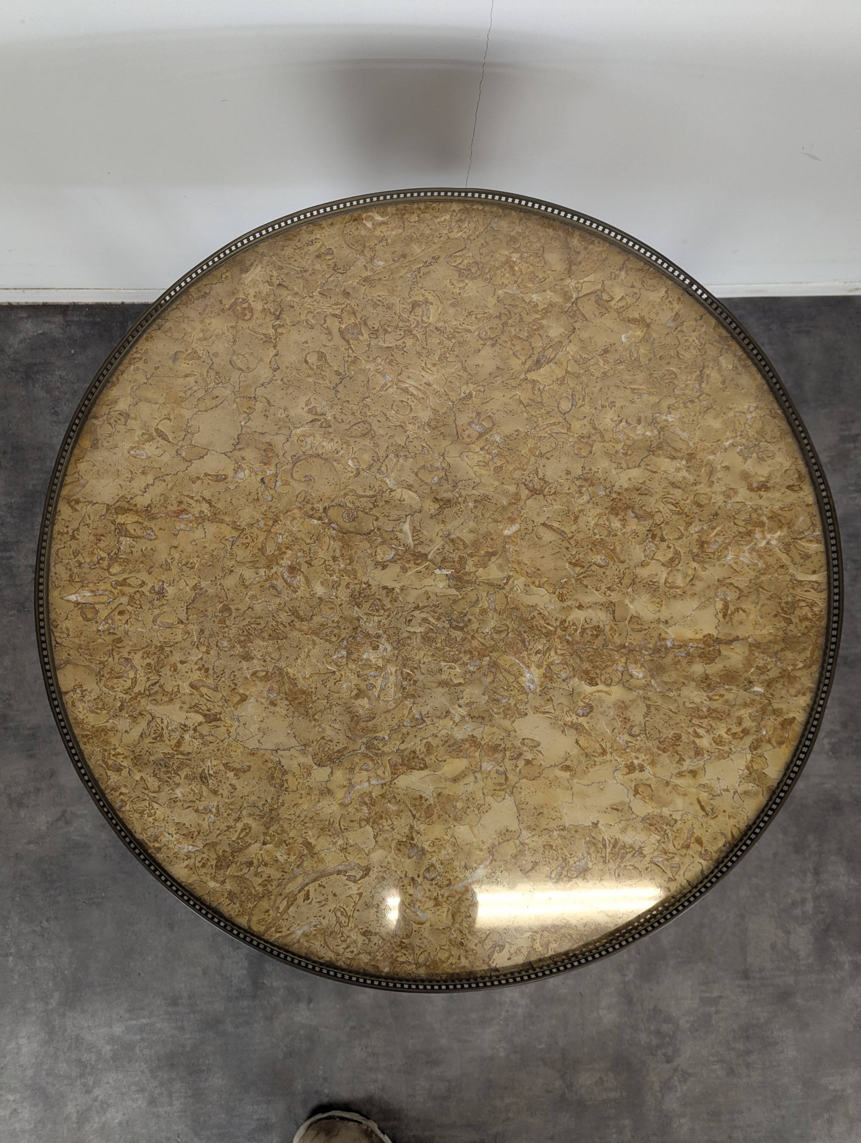 Rosewood and breccia marble bouillotte table