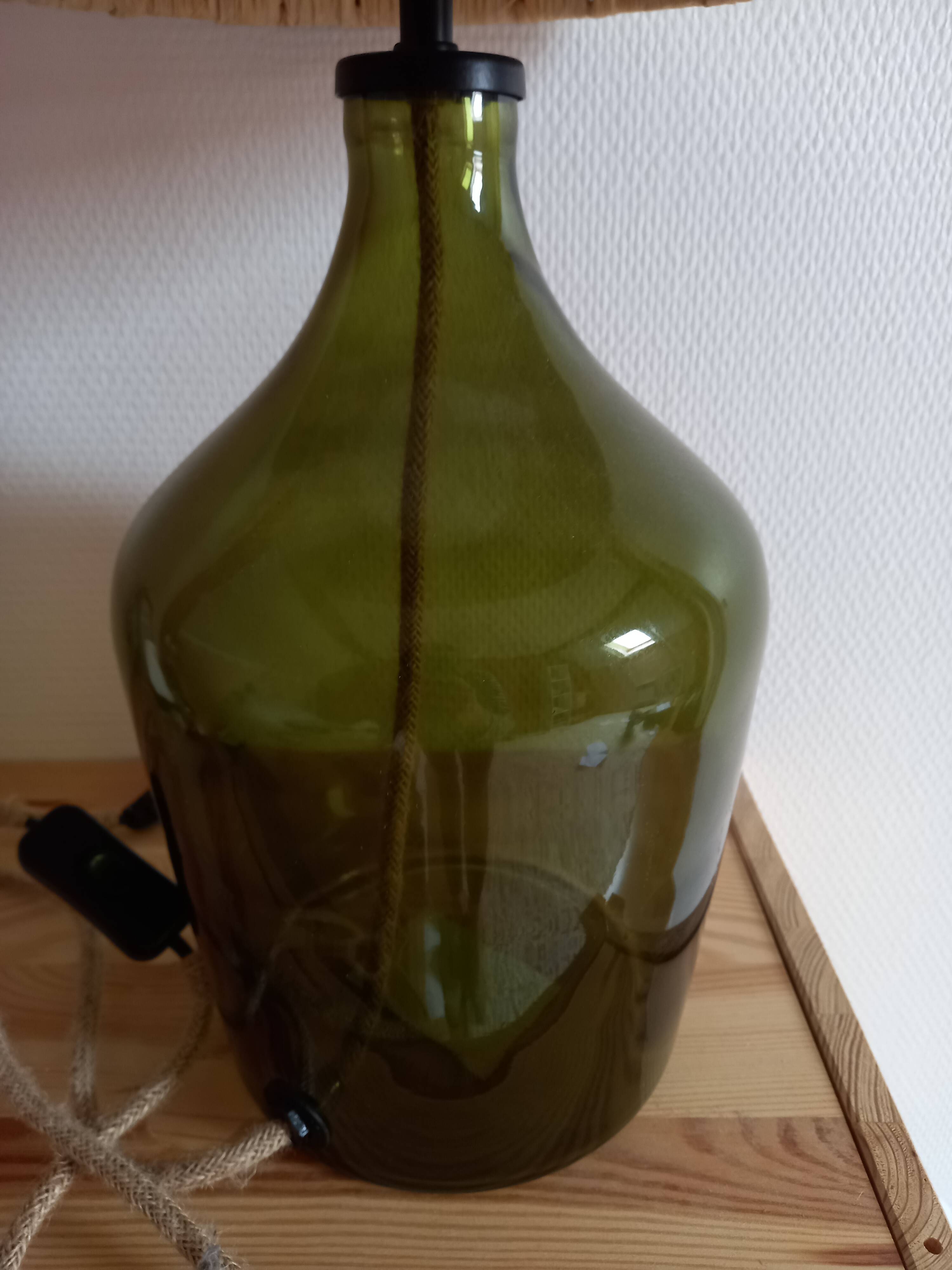 Lampe dame Jeanne / Abat jouren jute